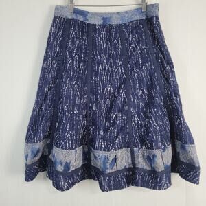 Coldwater Creek Embroidered Mixed Print Skirt size M 10-12 blue classic office